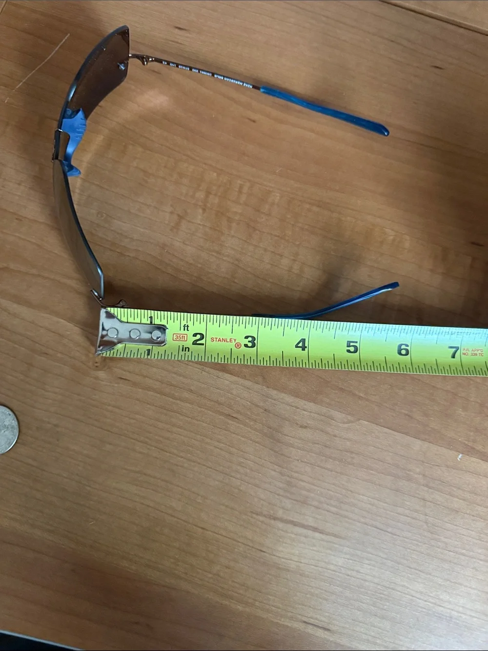 Nike Gold mirror meridian Shield Sunglasses with Blue Temples